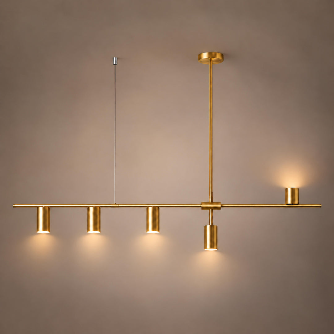 Modern Linear Pendant Lamp Ceiling Mounted Metal Frame Adjustable Height LED Lighting
