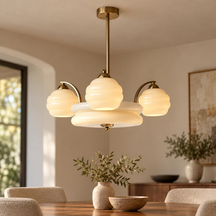 Art Deco Chandelier Ceiling Light Flush Mount Metal Frame Multiple Bulbs Indoor Lighting