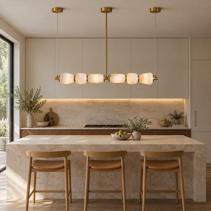 Modern Linear Chandelier Wall Mounted Alabaster Glass LED Light Fixture for Indoor Use