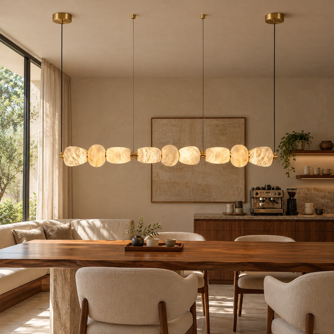 Modern Linear Chandelier Wall Mounted Alabaster Glass LED Light Fixture for Indoor Use