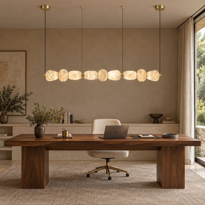 Modern Linear Chandelier Wall Mounted Alabaster Glass LED Light Fixture for Indoor Use