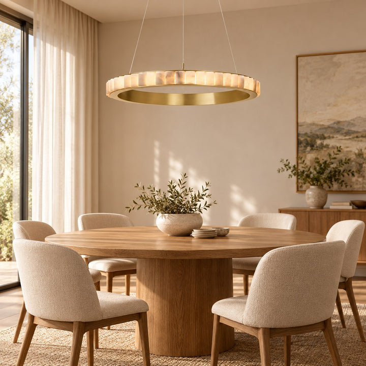 Modern Halo Chandelier Ceiling Light Flush Mount Metal Frame Adjustable Lighting