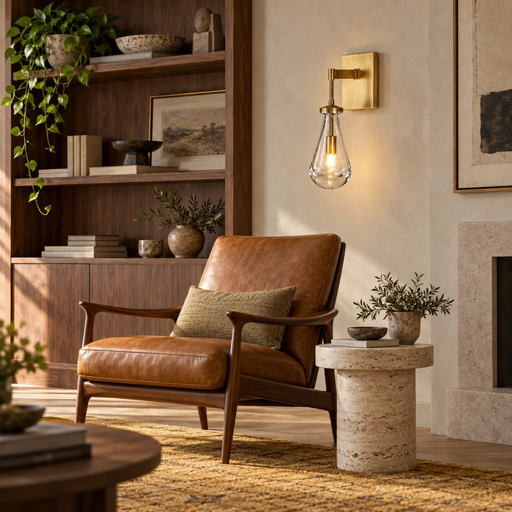 Modern Clear Glass Wall Sconce – Brass or Black Interior Wall Light