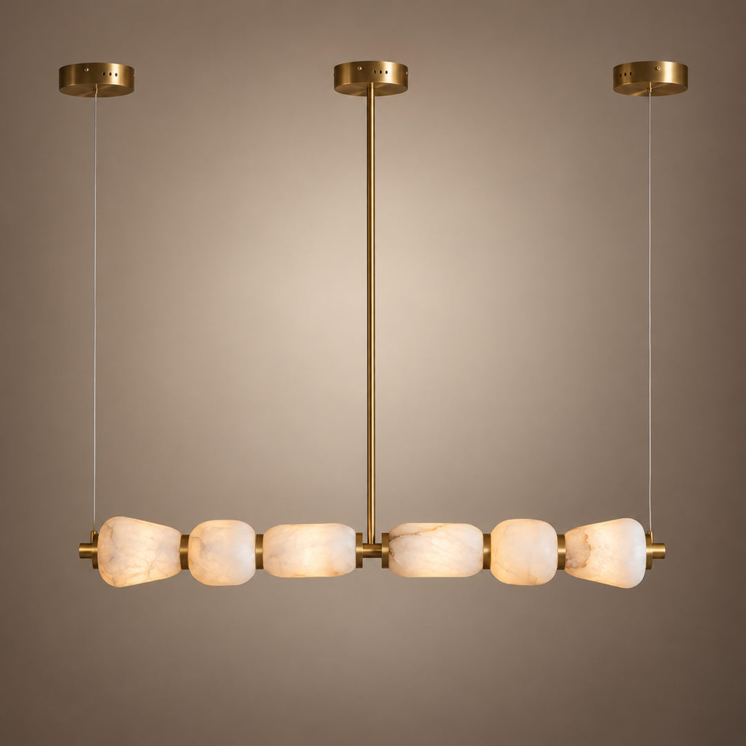 Modern Linear Chandelier Wall Mounted Alabaster Glass LED Light Fixture for Indoor Use