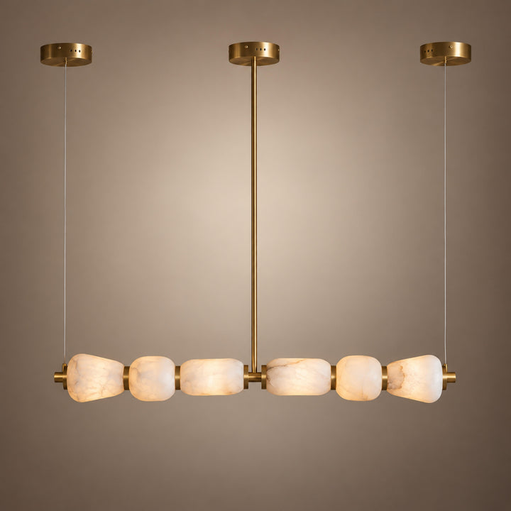 Modern Linear Chandelier Wall Mounted Alabaster Glass LED Light Fixture for Indoor Use