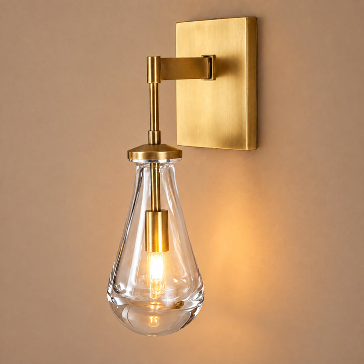 Modern Clear Glass Wall Sconce – Brass or Black Interior Wall Light