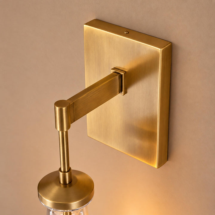 Modern Clear Glass Wall Sconce – Brass or Black Interior Wall Light