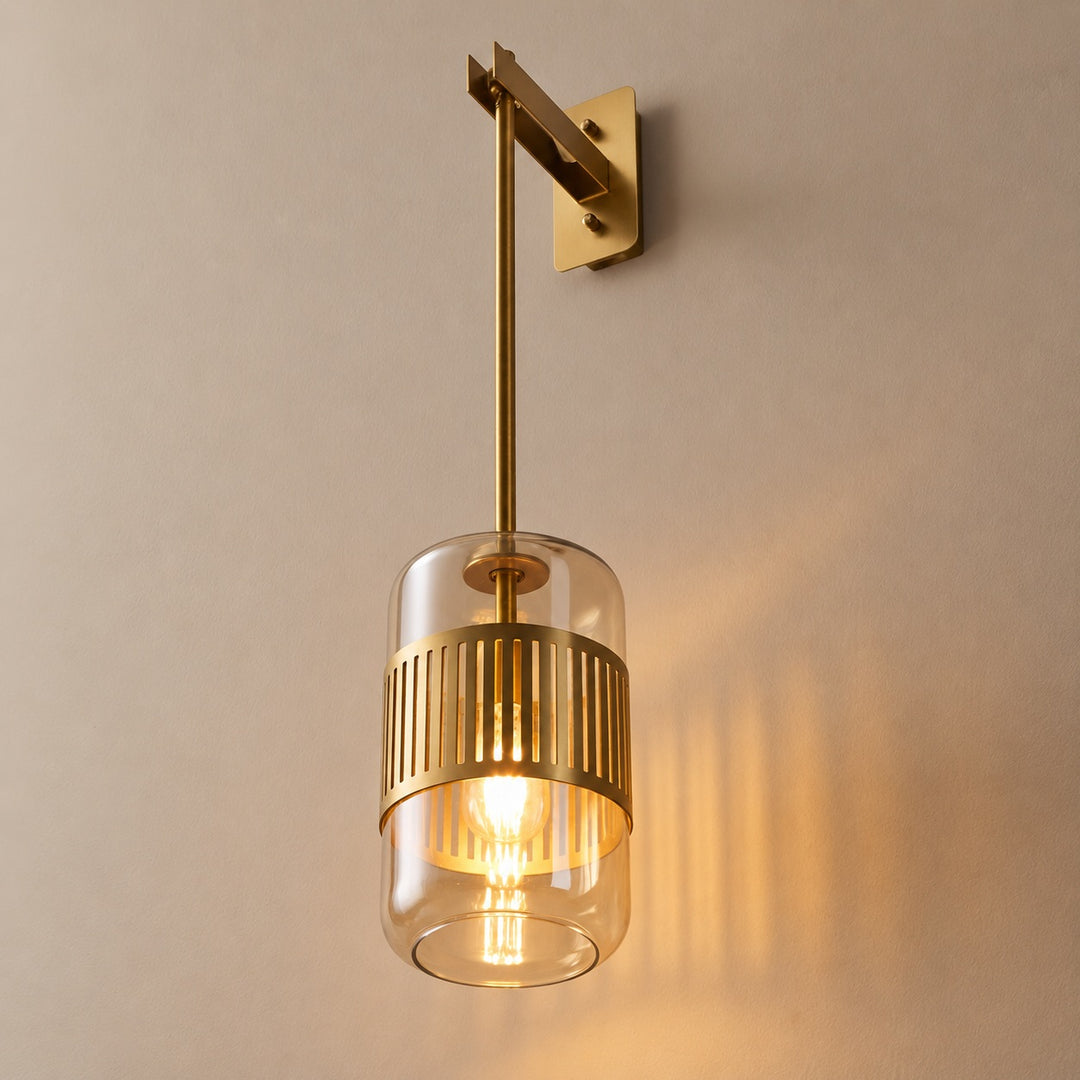 Modern Brass & Coloured Glass Wall Sconce – Interior Wall Light