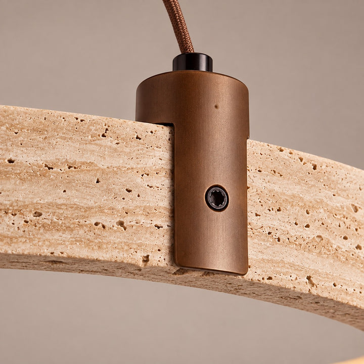 Modern Chandelier Ceiling Light Flush Mount Travertine Stone with Ambient Illumination