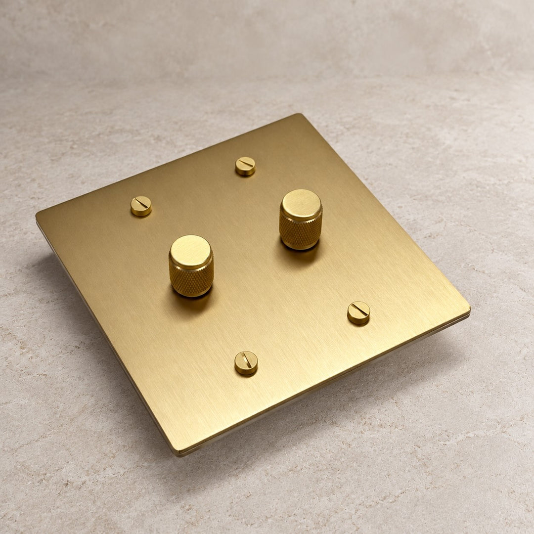 Solid Brass Rotary Dimmer Light Switch – 1–4 Gang