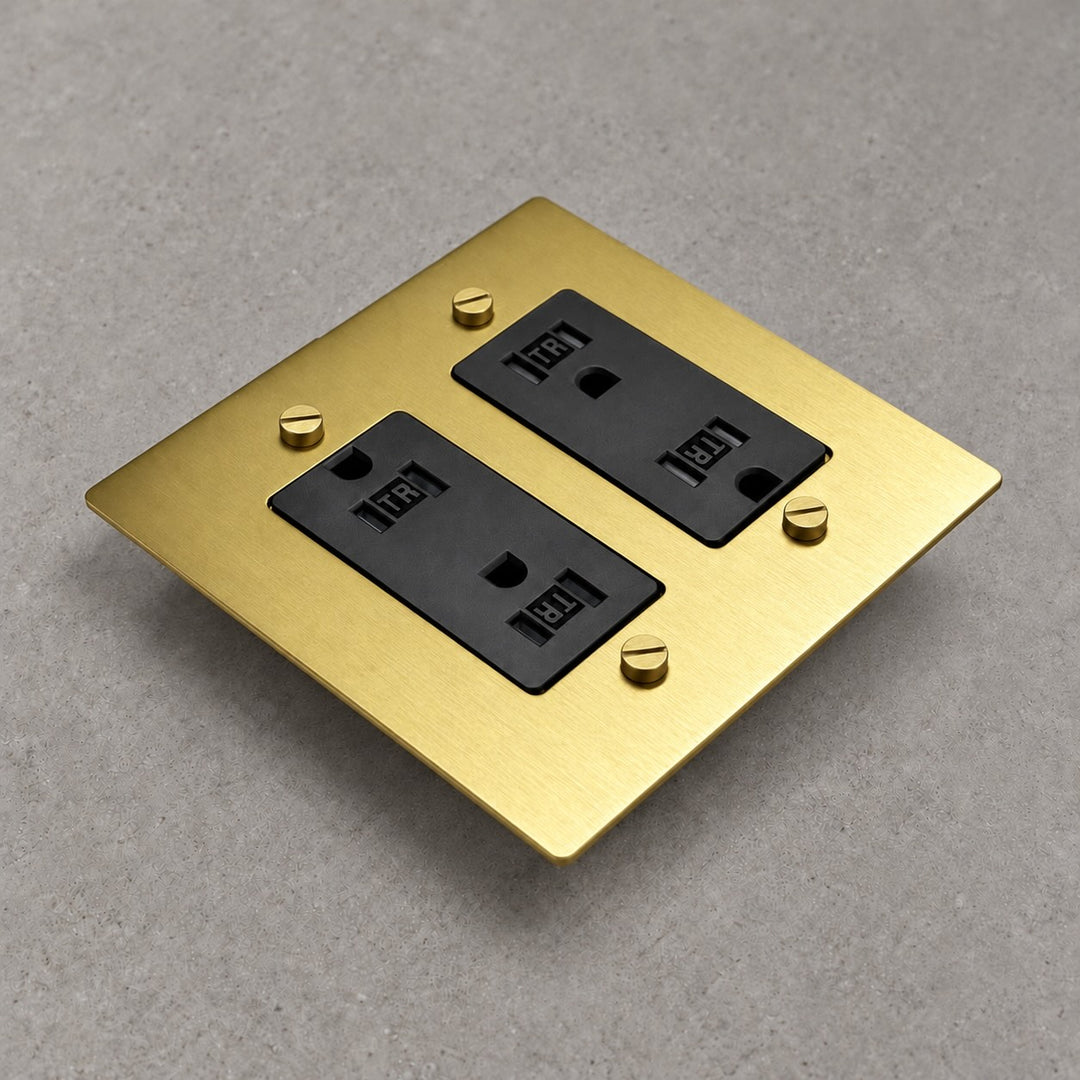 Solid Brass Tamper-Resistant Electrical Outlet – 15A Duplex Receptacle, 1–4 Gang