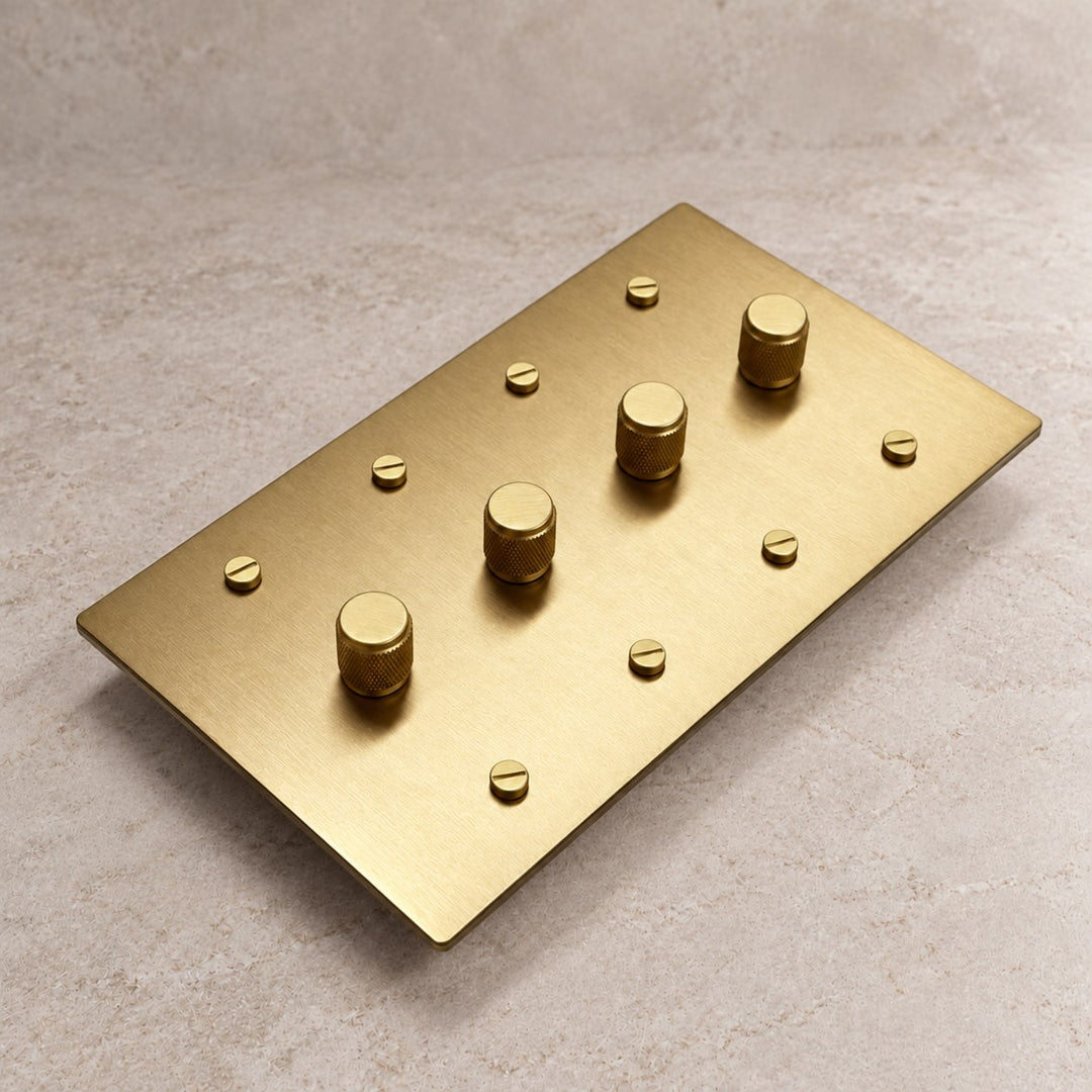 Solid Brass Rotary Dimmer Light Switch – 1–4 Gang