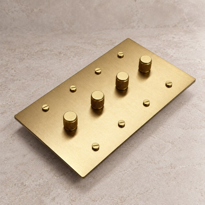 Solid Brass Rotary Dimmer Light Switch – 1–4 Gang