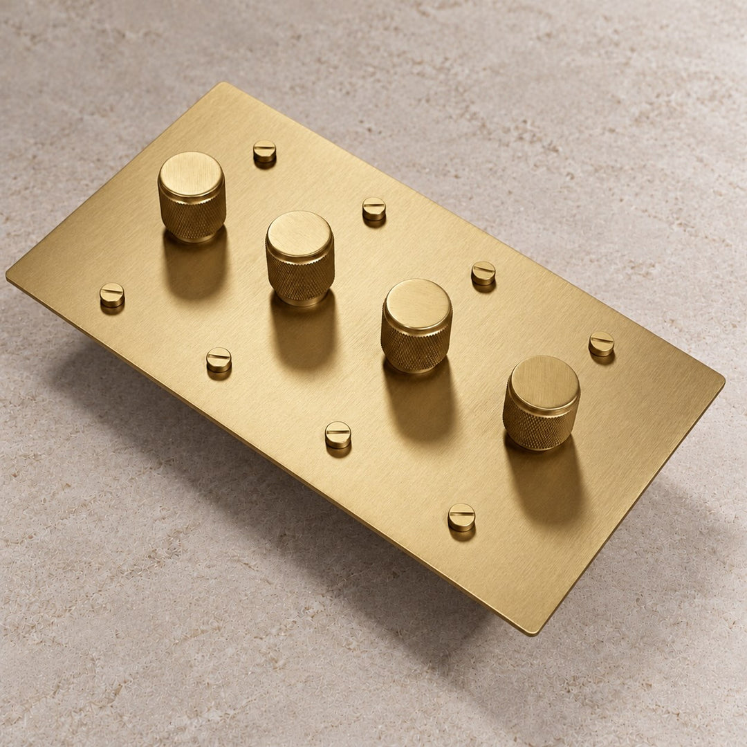 Solid Brass 3-Way Rotary Dimmer Light Switch – 1–4 Gang