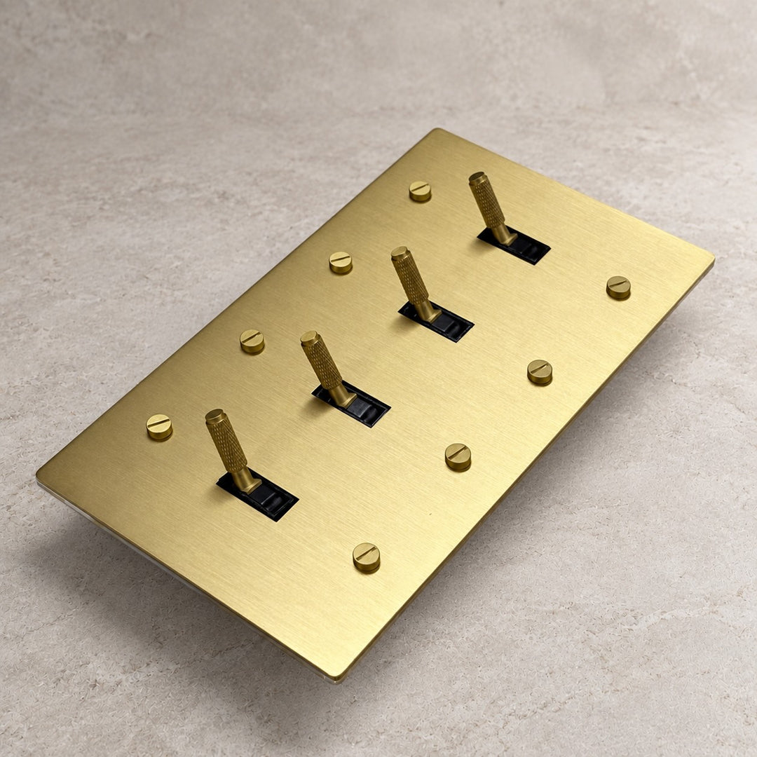 Solid Brass Toggle Light Switch – 3-Way, 1–4 Gang