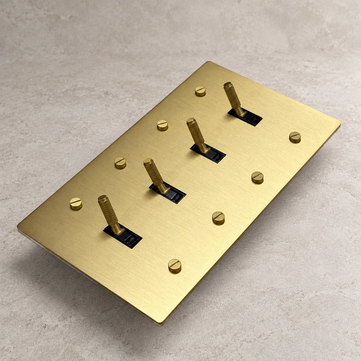 Solid Brass Toggle Light Switch – 3-Way, 1–4 Gang