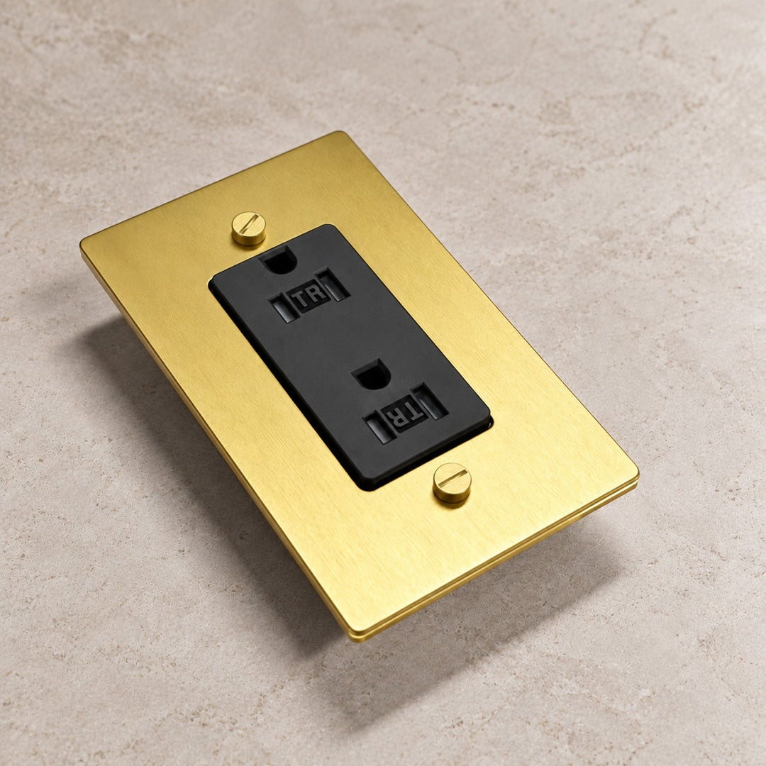 Solid Brass Tamper-Resistant Electrical Outlet – 15A Duplex Receptacle, 1–4 Gang