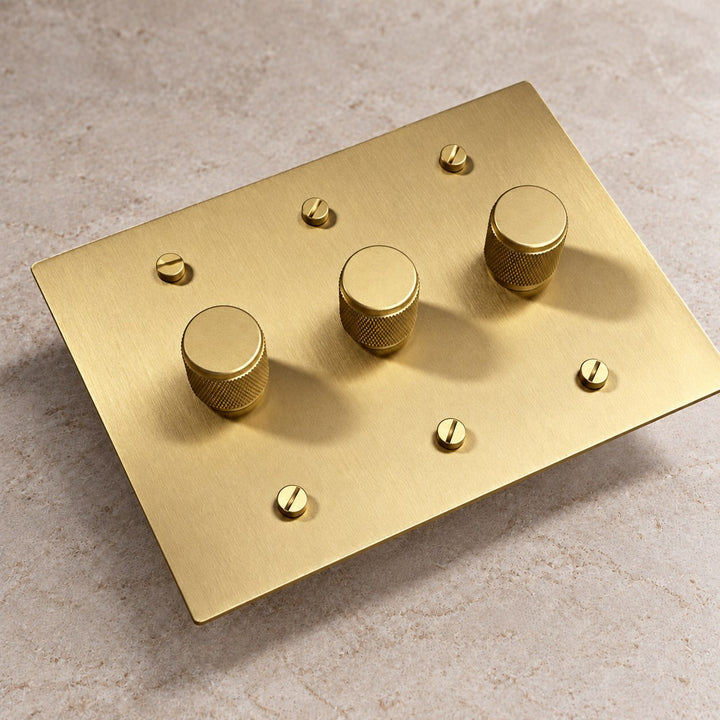 Solid Brass 3-Way Rotary Dimmer Light Switch – 1–4 Gang
