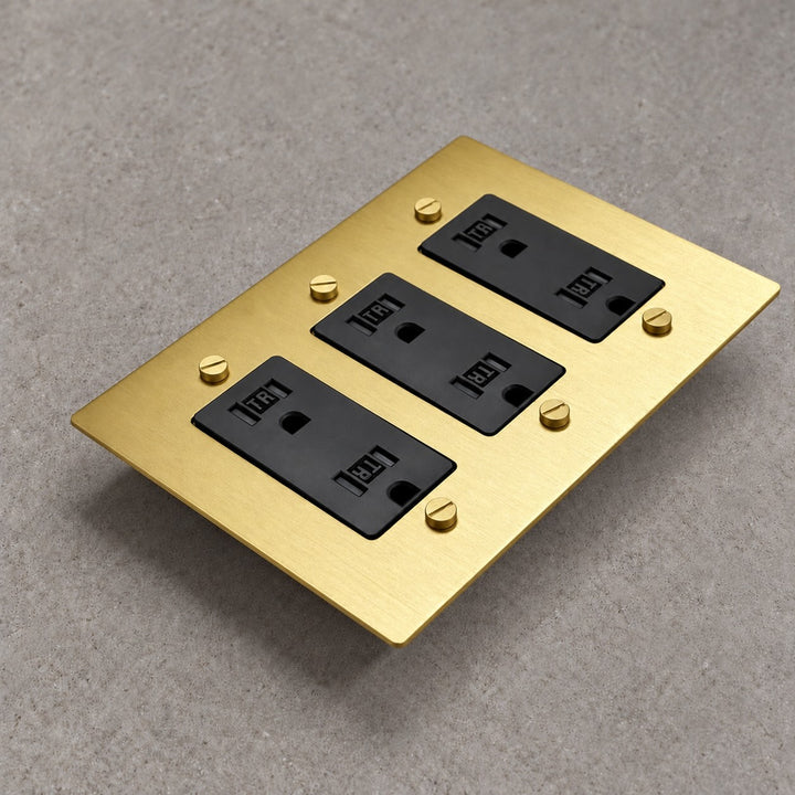 Solid Brass Tamper-Resistant Electrical Outlet – 15A Duplex Receptacle, 1–4 Gang