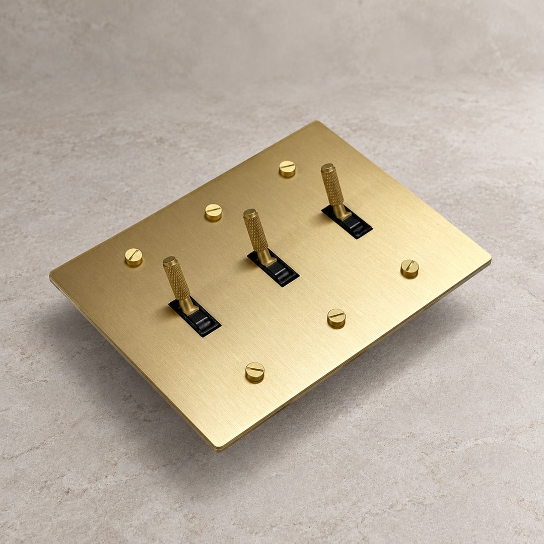 Solid Brass Toggle Light Switch – 3-Way, 1–4 Gang
