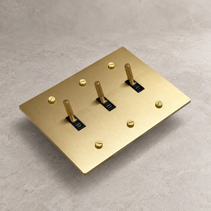 Solid Brass Toggle Light Switch – 3-Way, 1–4 Gang