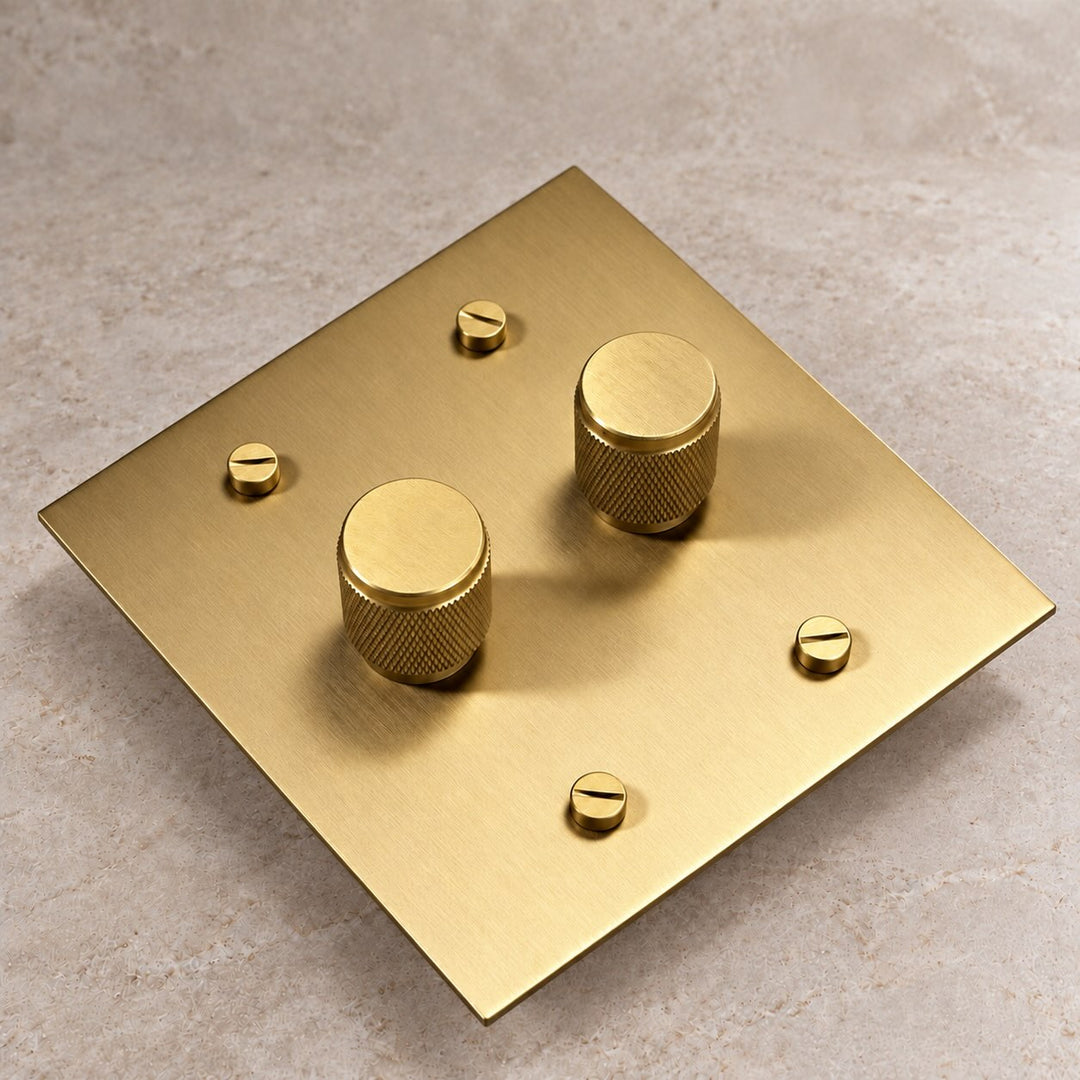 Solid Brass 3-Way Rotary Dimmer Light Switch – 1–4 Gang