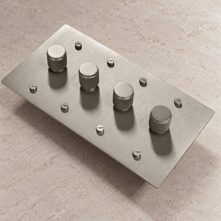 Solid Brass 3-Way Rotary Dimmer Light Switch – 1–4 Gang