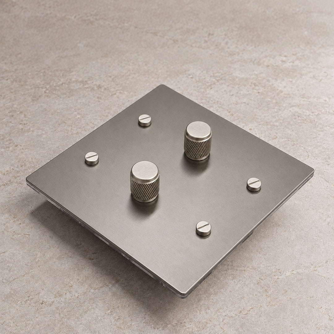 Solid Brass Rotary Dimmer Light Switch – 1–4 Gang