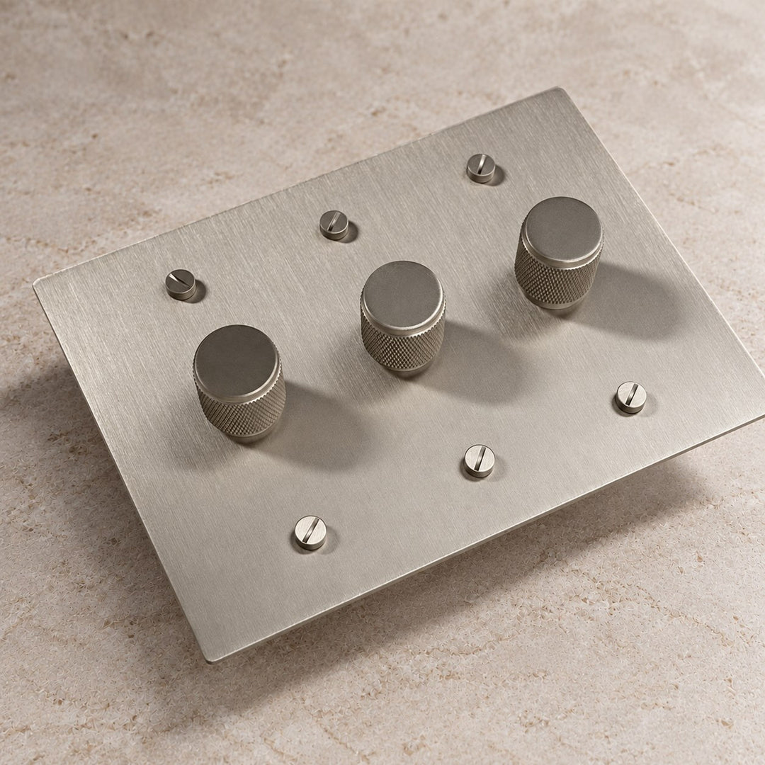Solid Brass 3-Way Rotary Dimmer Light Switch – 1–4 Gang