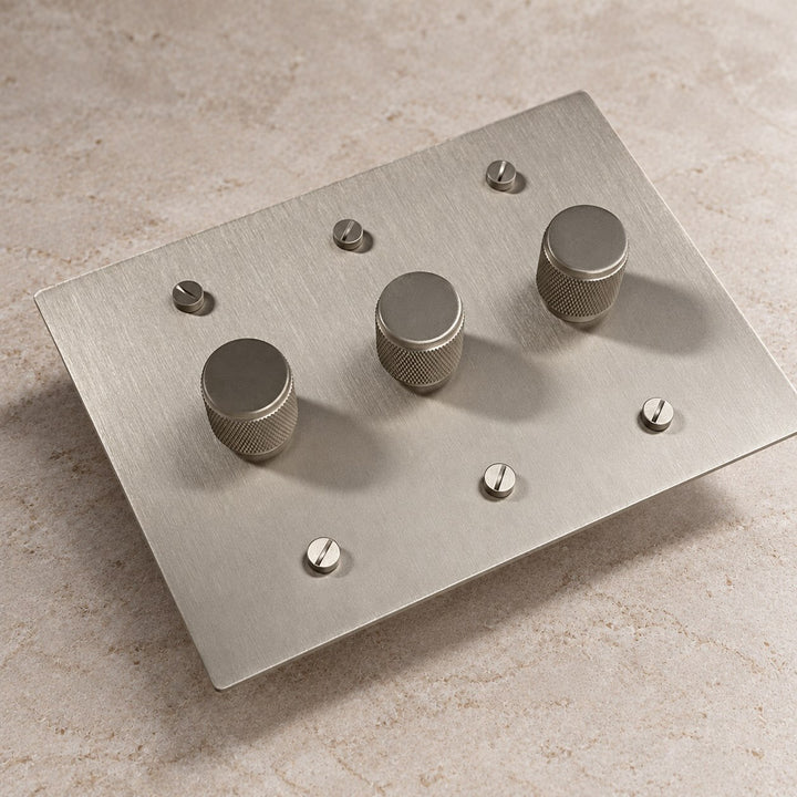 Solid Brass 3-Way Rotary Dimmer Light Switch – 1–4 Gang