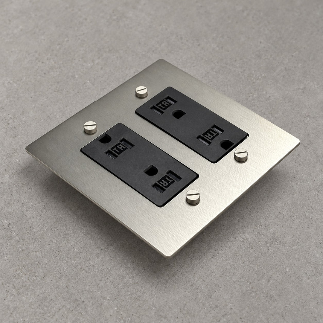 Solid Brass Tamper-Resistant Electrical Outlet – 15A Duplex Receptacle, 1–4 Gang