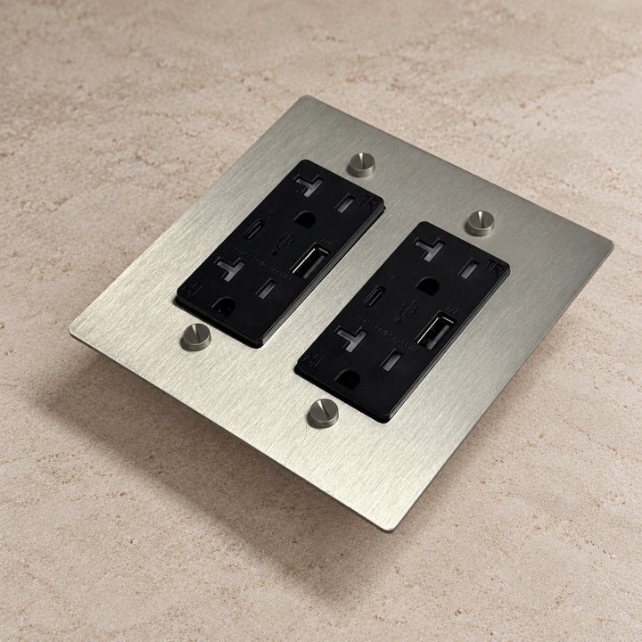 Solid Brass 20A Electrical Outlet with USB-A & USB-C – 1–4 Gang
