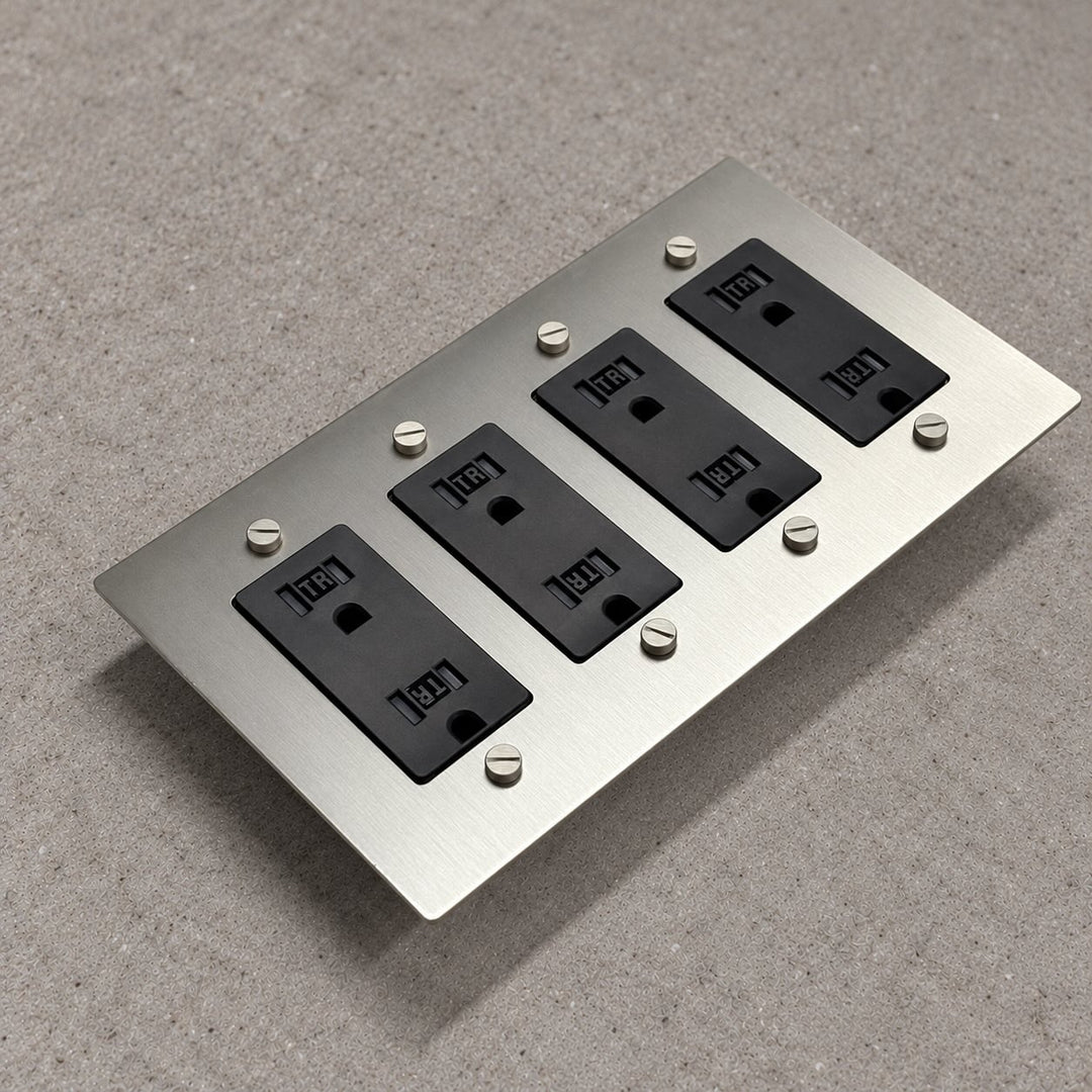 Solid Brass Tamper-Resistant Electrical Outlet – 15A Duplex Receptacle, 1–4 Gang
