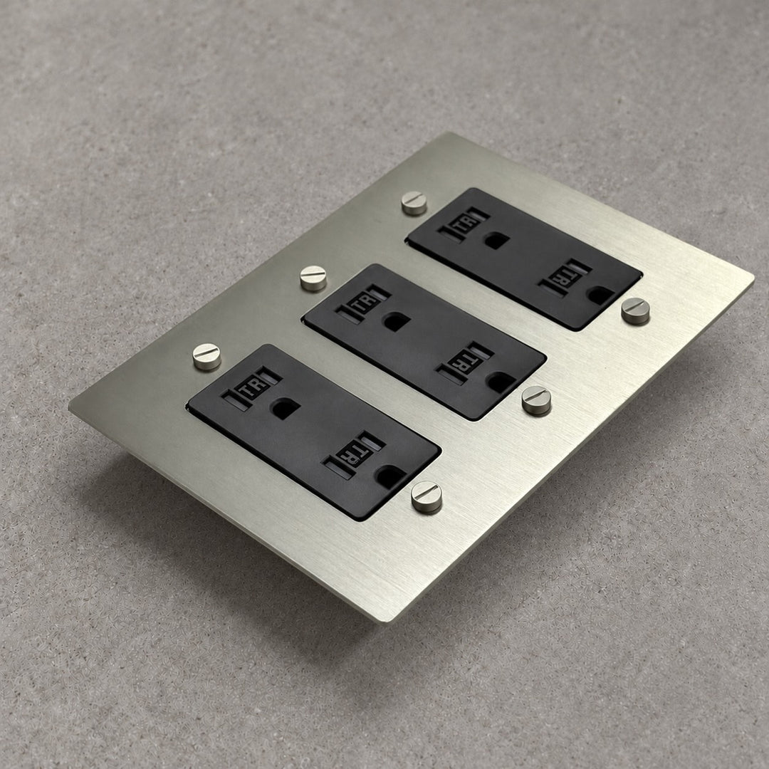 Solid Brass Tamper-Resistant Electrical Outlet – 15A Duplex Receptacle, 1–4 Gang