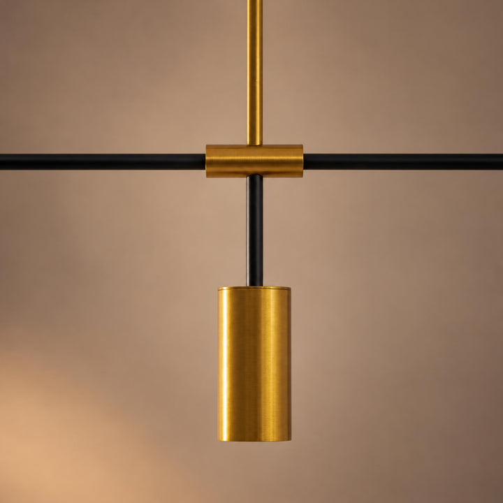 Modern Linear Pendant Lamp Ceiling Mounted Metal Frame Adjustable Height LED Lighting
