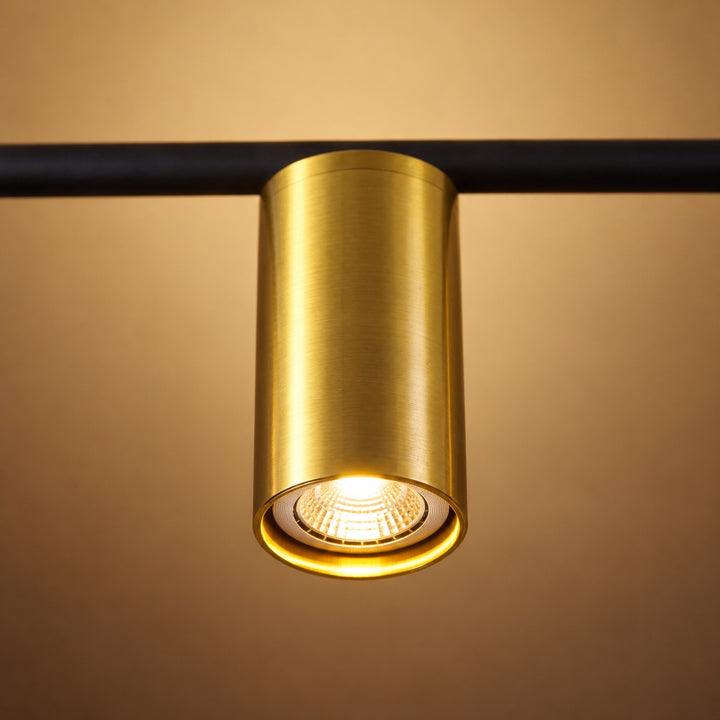 Modern Linear Pendant Lamp Ceiling Mounted Metal Frame Adjustable Height LED Lighting
