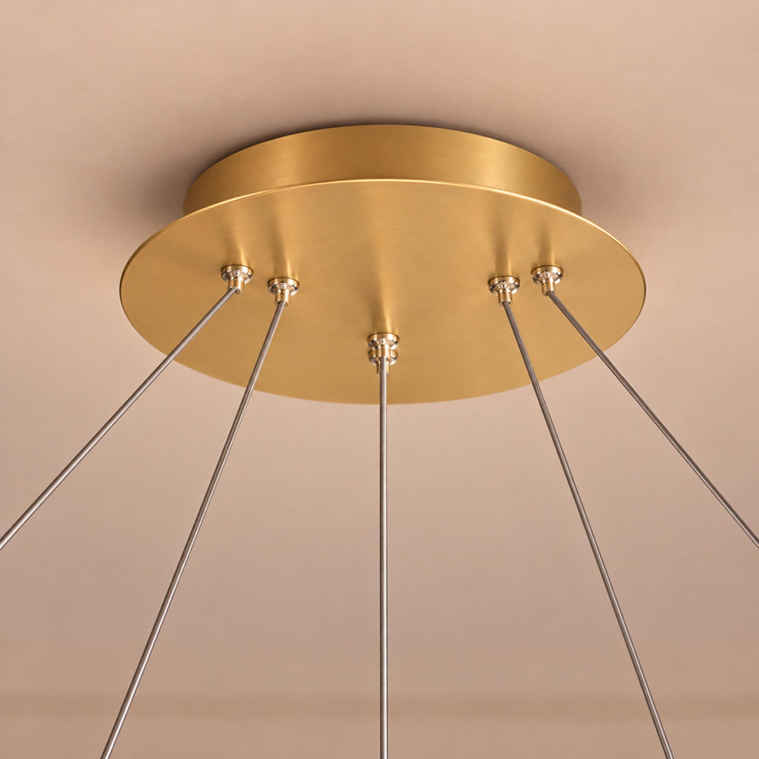 Modern Circle Crystal Chandelier Ceiling Mounted Metal Frame Integrated LED Lighting