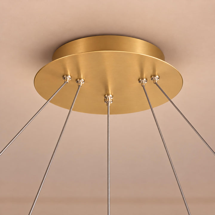 Modern Circle Crystal Chandelier Ceiling Mounted Metal Frame Integrated LED Lighting