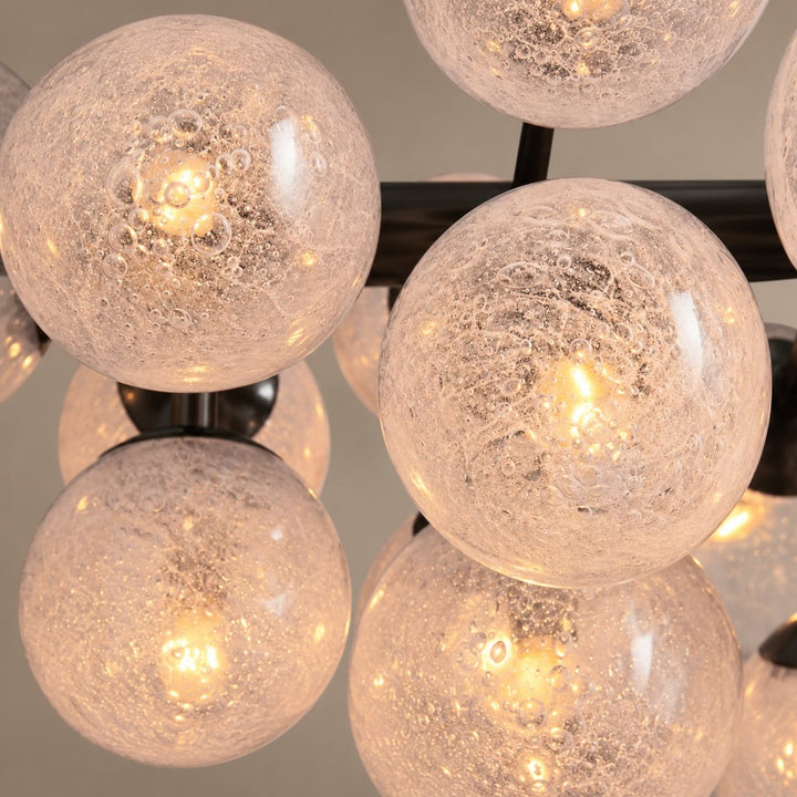 Modern Industrial Chandelier Light Adjustable Hanging Burnished Brass Steel with Hand-Blown Glass Globes