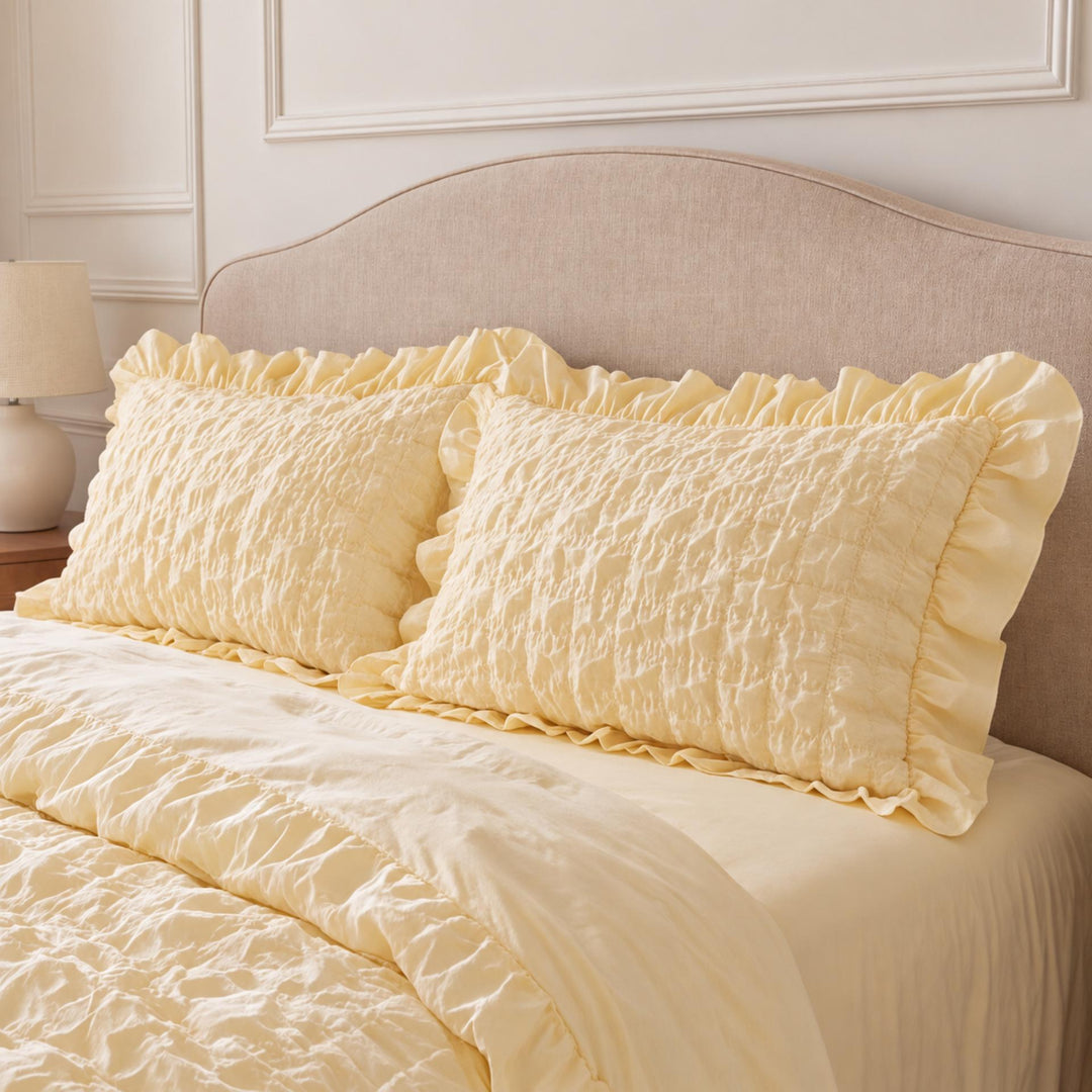 Chantilly Style Quilt Cover Set with Ruffled Edging 100% Cotton Soft Touch Available in Multiple Colors