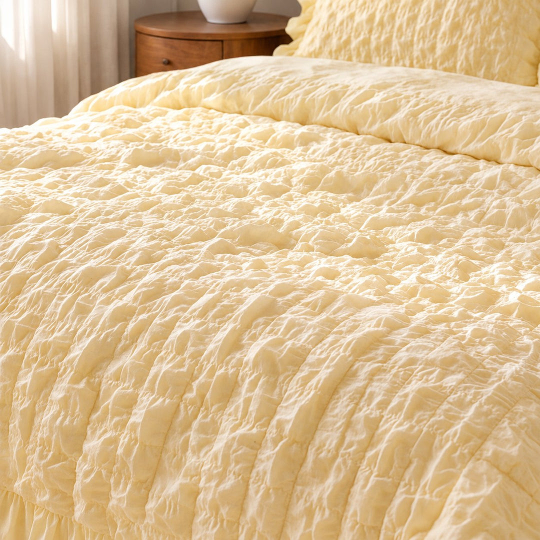 Chantilly Style Quilt Cover Set with Ruffled Edging 100% Cotton Soft Touch Available in Multiple Colors