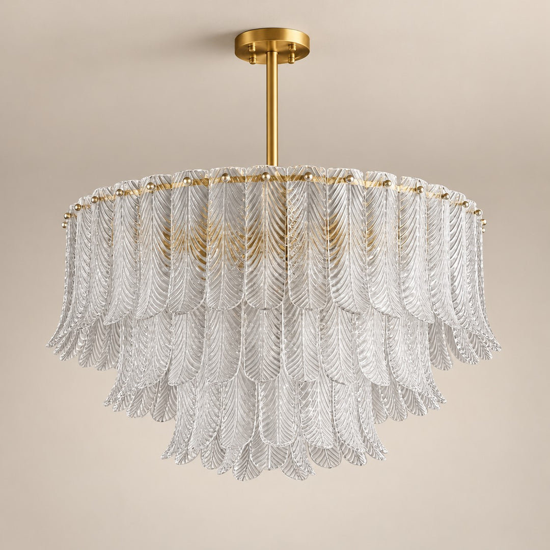 Modern Flush Mount Ceiling Light with Metal Frame and Amber Glass LED Illumination