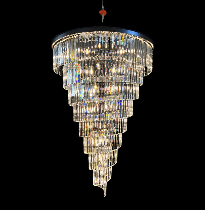 Contemporary Designer Chandelier Hanging Ceiling Light with Adjustable Chain Dimmable Crystal and Metal