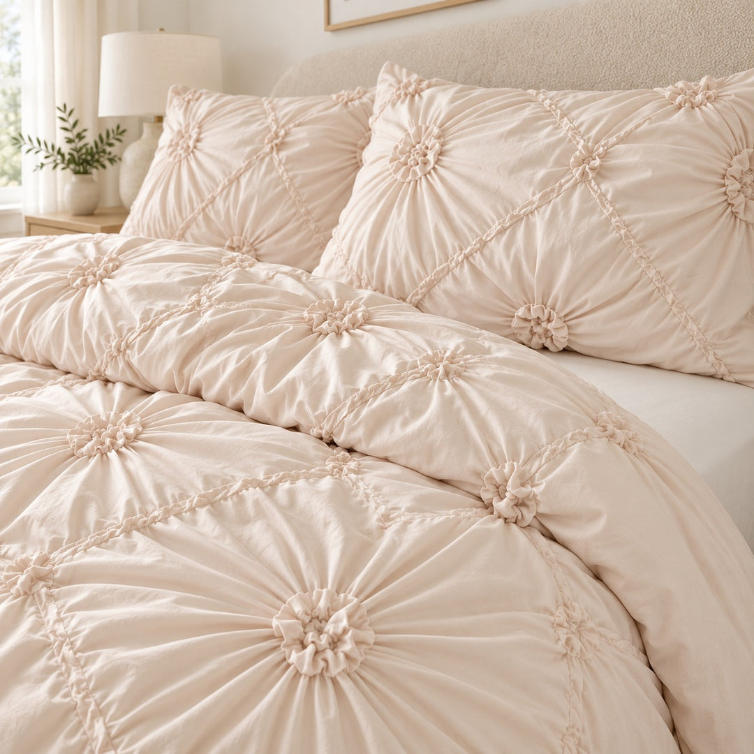 Boho Ruffle Duvet Cover Set Soft Polyester Bedding Twin Full Queen Sizes