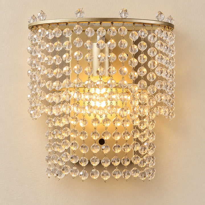 Matte Silver K9 Crystal Wall Sconce Light – Decorative Indoor Wall Light