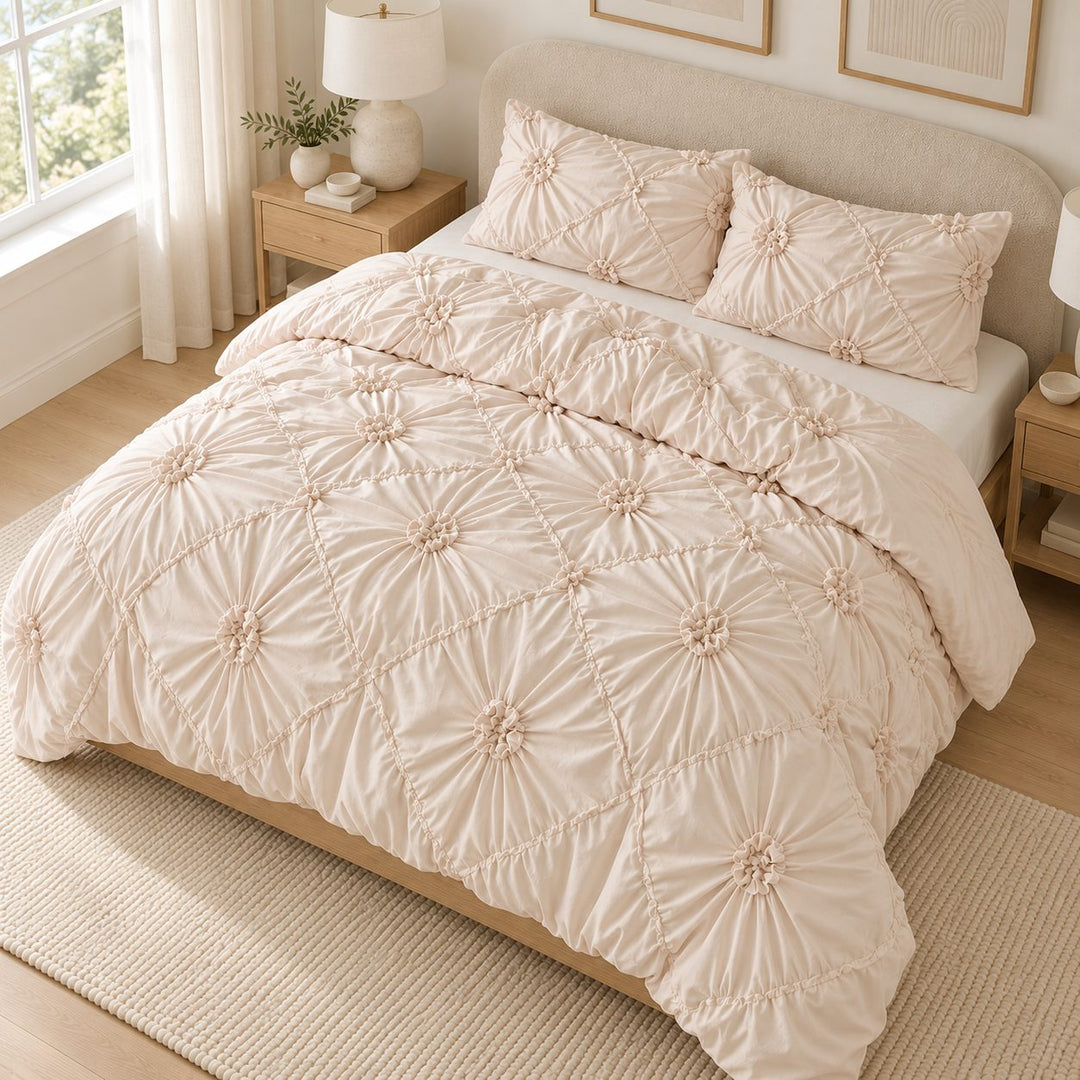Boho Ruffle Duvet Cover Set Soft Polyester Bedding Twin Full Queen Sizes