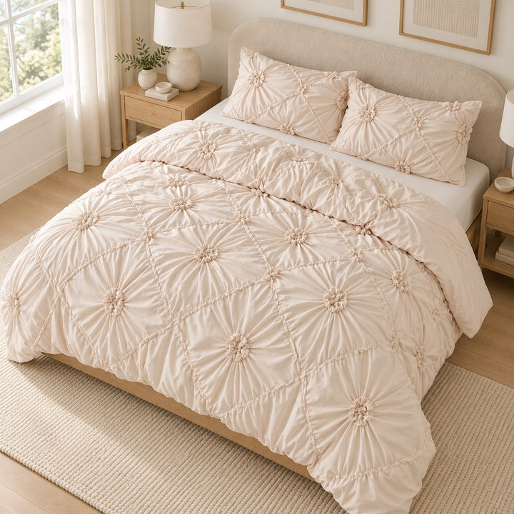 Boho Ruffle Duvet Cover Set Soft Polyester Bedding Twin Full Queen Sizes