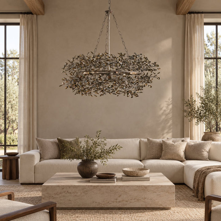 Modern Crystal Chandelier Adjustable Hanging Iron Fixture with Multiple Light Sockets