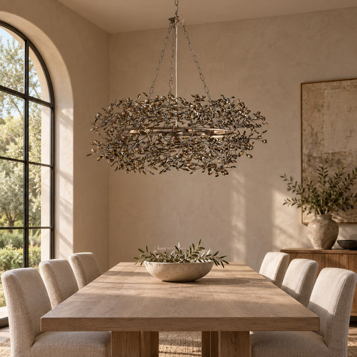 Modern Crystal Chandelier Adjustable Hanging Iron Fixture with Multiple Light Sockets