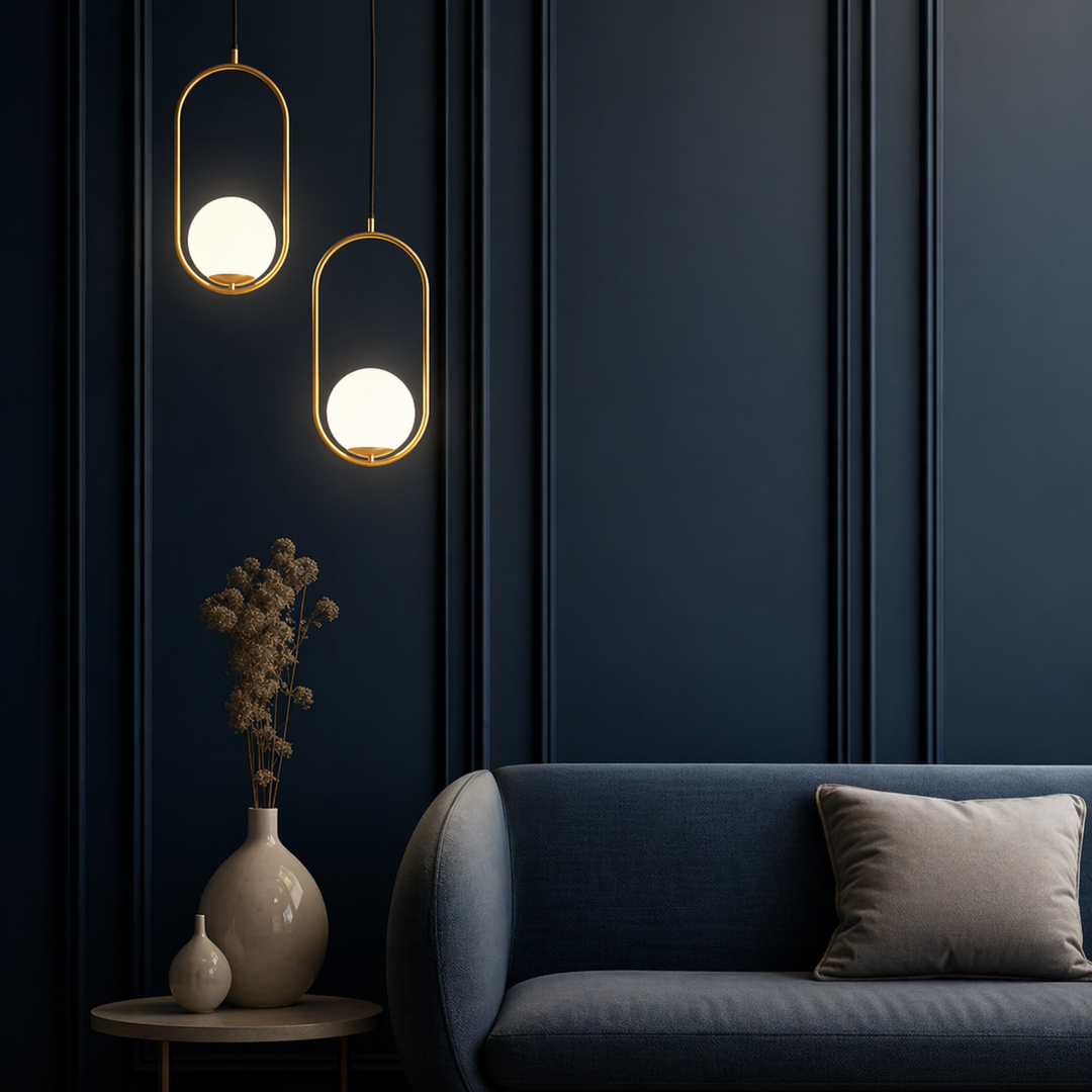 Modern Brass Glass Globe Hanging Pendant Light